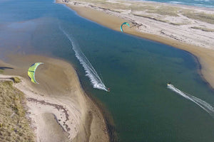 Kiteboarding flat water on Nantucket, Ma